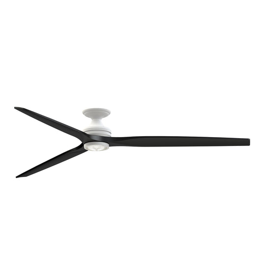 Fanimation Spitfire DC Custom 84in 3-Blade Flush Ceiling Fan | Matte White and Black Buttonwood | Covered Patio & Living | Model FPD6721BMW-84BL-LK-F
