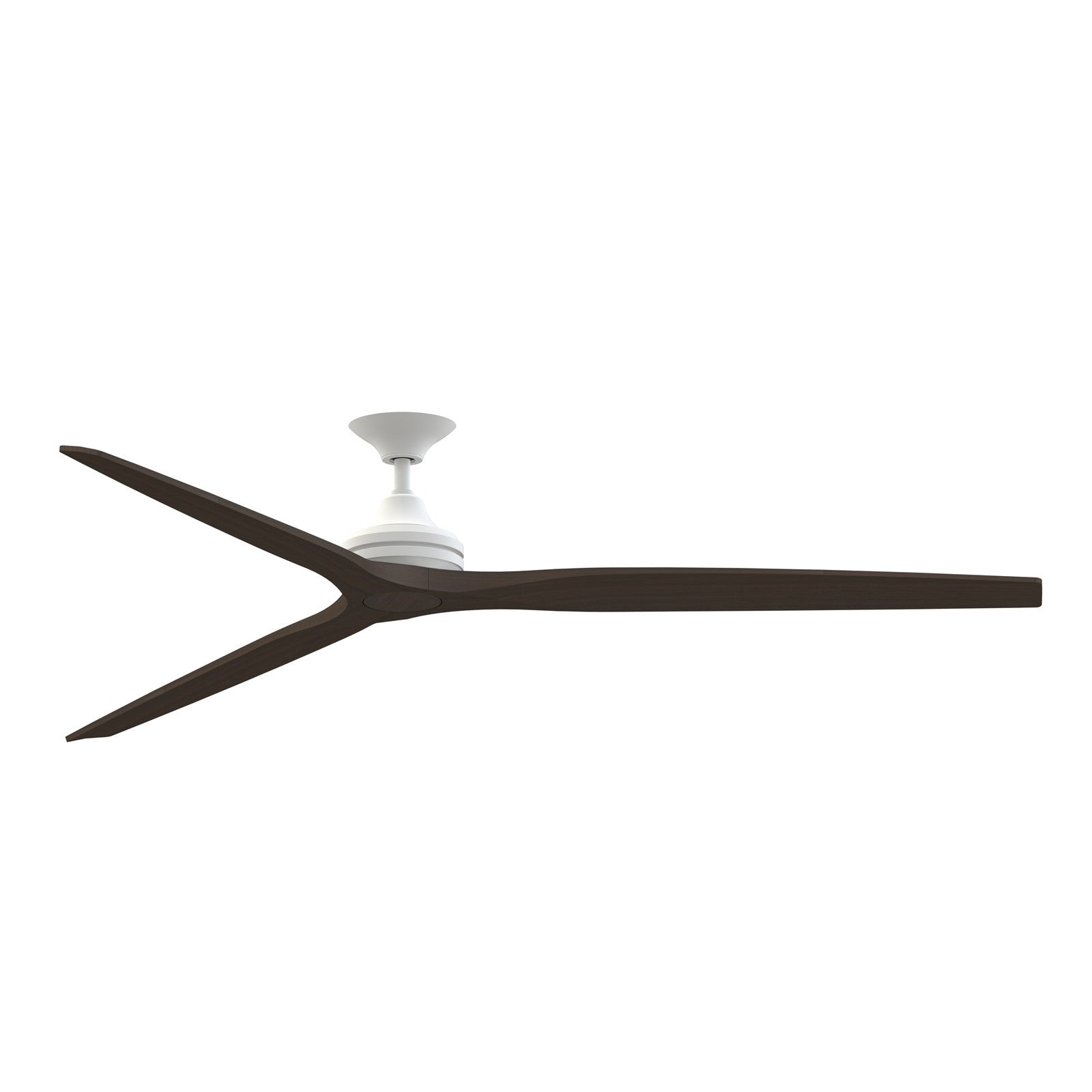 Fanimation Spitfire DC Custom 84in 3-Blade Downrod Ceiling Fan | Matte White and Dark Walnut Buttonwood | Covered Patio | Model FPD6721BMW-84DWA