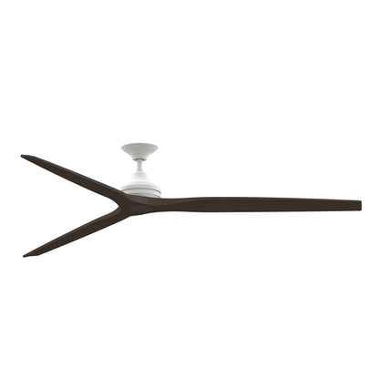 Fanimation Spitfire DC Custom 84in 3-Blade Downrod Ceiling Fan | Matte White and Dark Walnut Buttonwood | Covered Patio | Model FPD6721BMW-84DWA