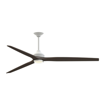 Fanimation Spitfire DC Custom 84in 3-Blade Downrod Ceiling Fan | Matte White and Dark Walnut Buttonwood | Covered Patio | Model FPD6721BMW-84DWA-DWLK