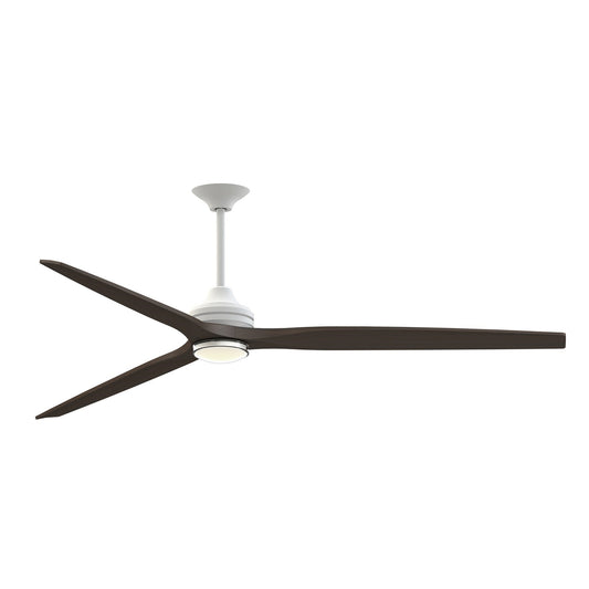 Fanimation Spitfire DC Custom 84in 3-Blade Downrod Ceiling Fan | Matte White and Dark Walnut Buttonwood | Covered Patio | Model FPD6721BMW-84DWA-DWLK