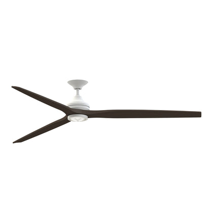 Fanimation Spitfire DC Custom 84in Downrod Ceiling Fan with LED | Matte White and Dark Walnut | Covered Patio & Sunroom | Model FPD6721BMW-84DWA-LK