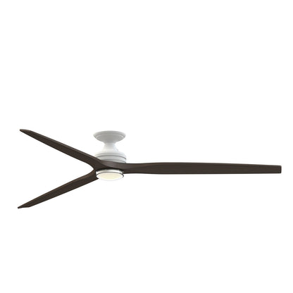 Fanimation Spitfire DC Custom 84in 3-Blade Flush Ceiling Fan | Matte White and Dark Walnut Buttonwood | Covered Patio | Model FPD6721BMW-84DWADWLKF