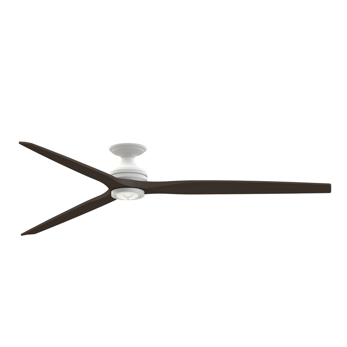 Fanimation Spitfire DC Custom 84in Flush LED Ceiling Fan | Matte White and Dark Walnut | Covered Patio & Sunroom | Model FPD6721BMW-84DWALKF
