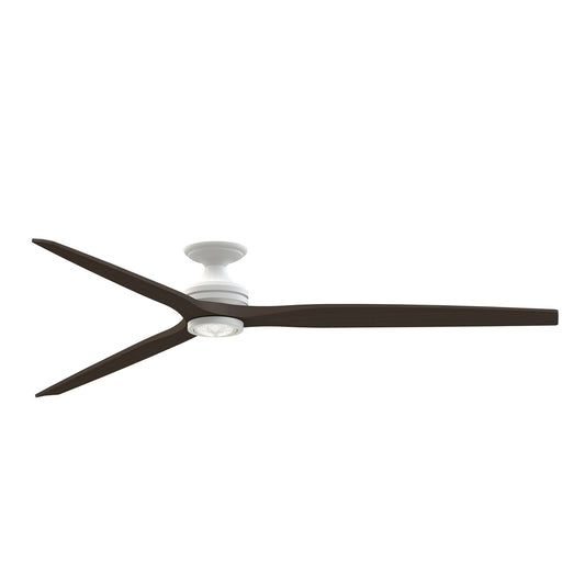 Fanimation Spitfire DC Custom 84in Flush LED Ceiling Fan | Matte White and Dark Walnut | Covered Patio & Sunroom | Model FPD6721BMW-84DWALKF