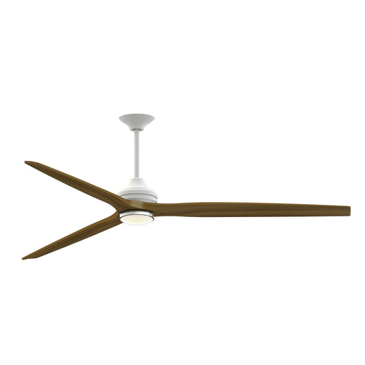 Fanimation Spitfire DC Custom 84in 1-Light Ceiling Fan | Matte White and Koa Wood Blades | Covered Patio & Great Room | Model FPD6721BMW-84K-DWLK