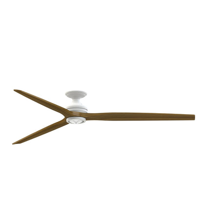Fanimation Spitfire DC Custom 84in Flush 1-Light Ceiling Fan | Matte White and Koa Wood Blades | Covered Patio & Sunroom | Model FPD6721BMW-84K-LK-F