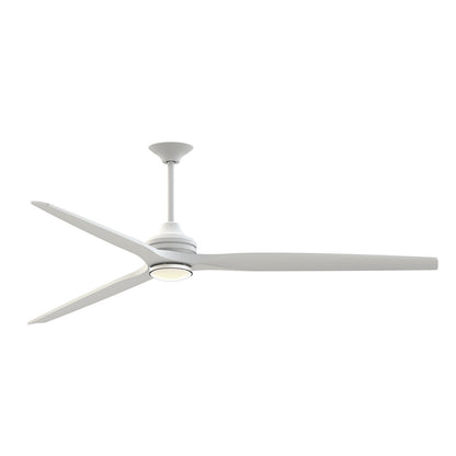 Fanimation Spitfire DC Custom 84in Downrod 1-Light Ceiling Fan | Matte White and Matte White Blades | Covered Patio | Model FPD6721BMW-84MW-DWLK
