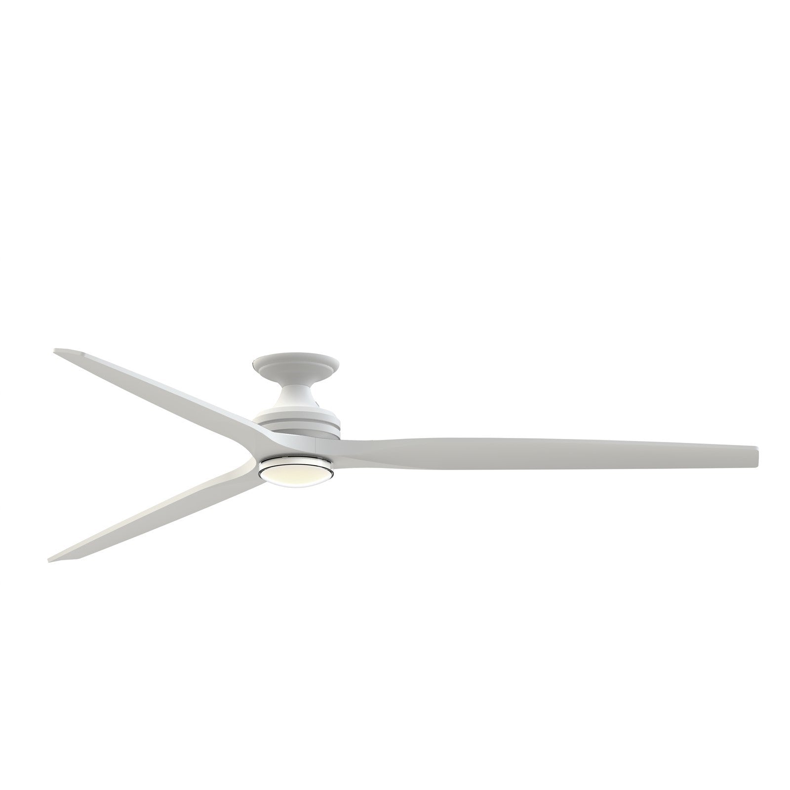 Fanimation Spitfire DC Custom 84in Flush 1-Light Ceiling Fan | Matte White and Matte White Blades | Covered Patio | Model FPD6721BMW-84MW-DWLK-F