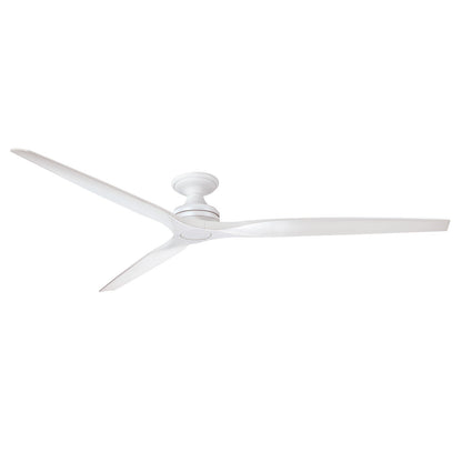 Fanimation Spitfire DC Custom 84in Flush Smart Ceiling Fan | Matte White and Matte White Buttonwood Blades | Covered Patio | Model FPD6721BMW-84MW-F