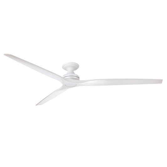 Fanimation Spitfire DC Custom 84in Flush Smart Ceiling Fan | Matte White and Matte White Buttonwood Blades | Covered Patio | Model FPD6721BMW-84MW-F