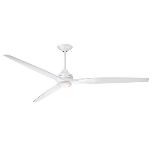 Fanimation Spitfire DC Custom 84in Smart Ceiling Fan with LED Light Kit | Matte White and Matte White Buttonwood Blades | Model FPD6721BMW-84MW-LK