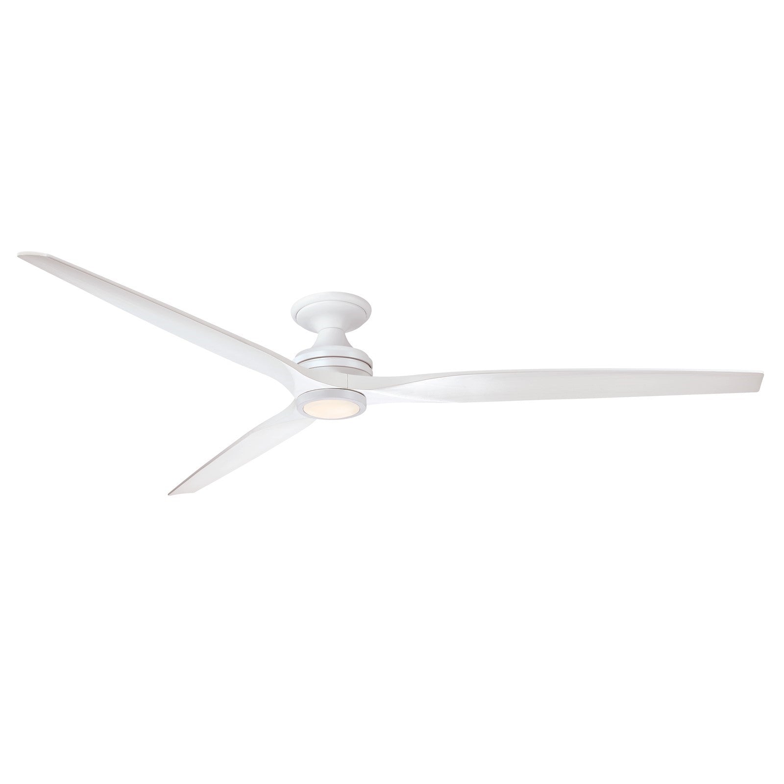Fanimation Spitfire DC Custom 84in Flush Smart Ceiling Fan with LED Light Kit | Matte White and Matte White Buttonwood | Model FPD6721BMW-84MW-LK-F