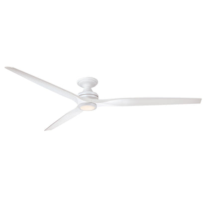 Fanimation Spitfire DC Custom 84in Flush Smart Ceiling Fan with LED Light Kit | Matte White and Matte White Buttonwood | Model FPD6721BMW-84MW-LK-F