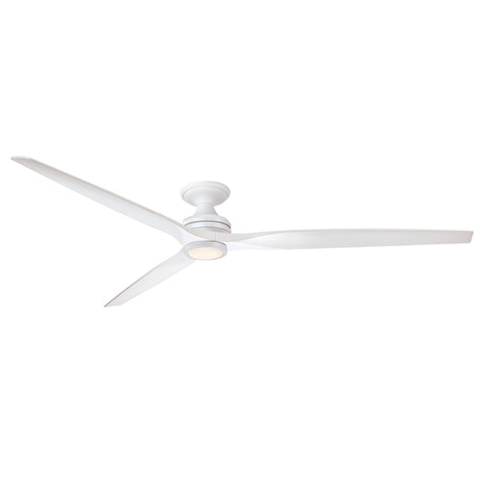 Fanimation Spitfire DC Custom 84in Flush Smart Ceiling Fan with LED Light Kit | Matte White and Matte White Buttonwood | Model FPD6721BMW-84MW-LK-F