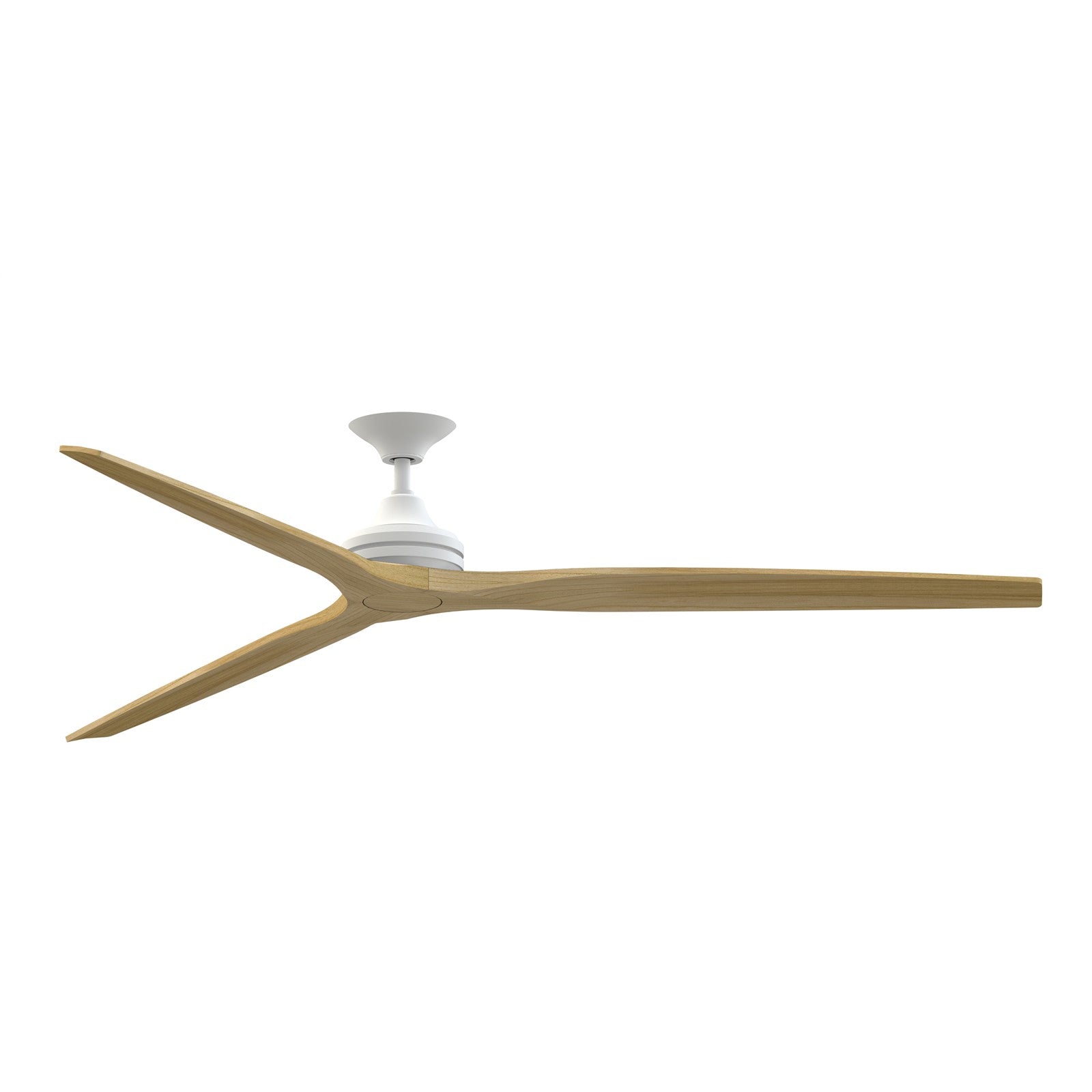 Fanimation Spitfire DC Custom 84in Smart Ceiling Fan | Matte White and Natural Buttonwood Blades | Covered Patio & Large Rooms | Model FPD6721BMW-84N