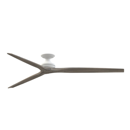 Fanimation Spitfire DC Custom 84in Flush Ceiling Fan | Matte White and Weathered Wood | Covered Patio & Living Room | Model FPD6721BMW-84WE-F