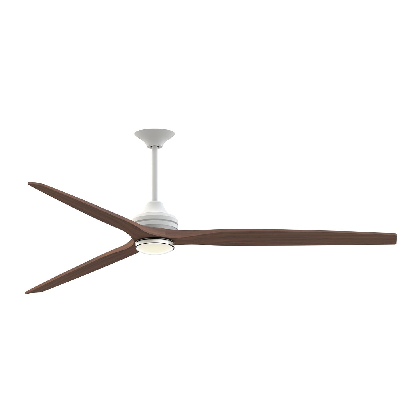 Fanimation Spitfire DC Custom 84in Downrod Smart Ceiling Fan | Matte White and Whiskey Wood | Covered Patio & Great Room | Model FPD6721BMW-84WK-DWLK