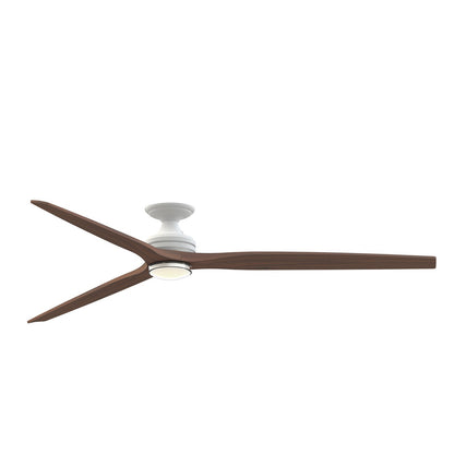 Fanimation Spitfire DC Custom 84in Flush Smart Ceiling Fan | Matte White and Whiskey Wood | Covered Patio & Great Room | Model FPD6721BMW-84WK-DWLK-F