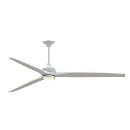Fanimation Spitfire DC Custom 84in Smart Ceiling Fan | Matte White and White Washed Buttonwood Blades | Covered Patio | Model FPD6721BMW-84WW-DWLK