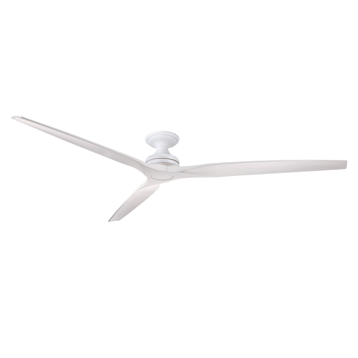 Fanimation Spitfire DC Custom 84in Flush Smart Ceiling Fan | Matte White and White Washed Buttonwood Blades | Covered Patio | Model FPD6721BMW-84WW-F