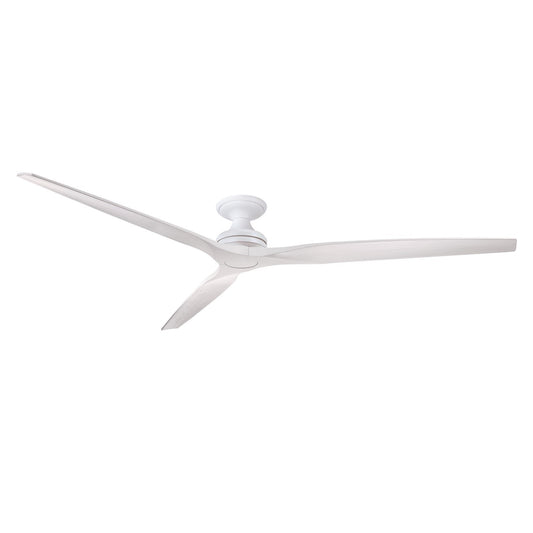 Fanimation Spitfire DC Custom 84in Flush Smart Ceiling Fan | Matte White and White Washed Buttonwood Blades | Covered Patio | Model FPD6721BMW-84WW-F