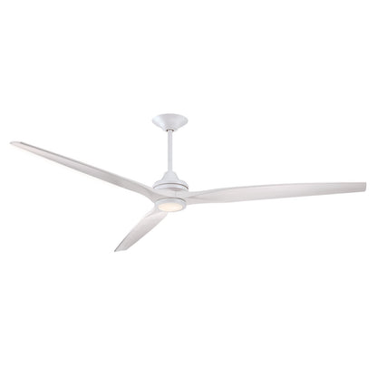 Fanimation Spitfire DC Custom 84in Smart Ceiling Fan | Matte White and White Washed Buttonwood Blades | Covered Patio | Model FPD6721BMW-84WW-LK