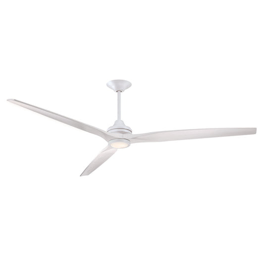 Fanimation Spitfire DC Custom 84in Smart Ceiling Fan | Matte White and White Washed Buttonwood Blades | Covered Patio | Model FPD6721BMW-84WW-LK