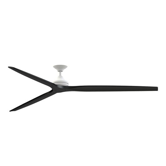 Fanimation Spitfire DC Custom 96in Ceiling Fan | Matte White and Black Buttonwood | Covered Patio & Large Living Room | Model FPD6721BMW-96BL