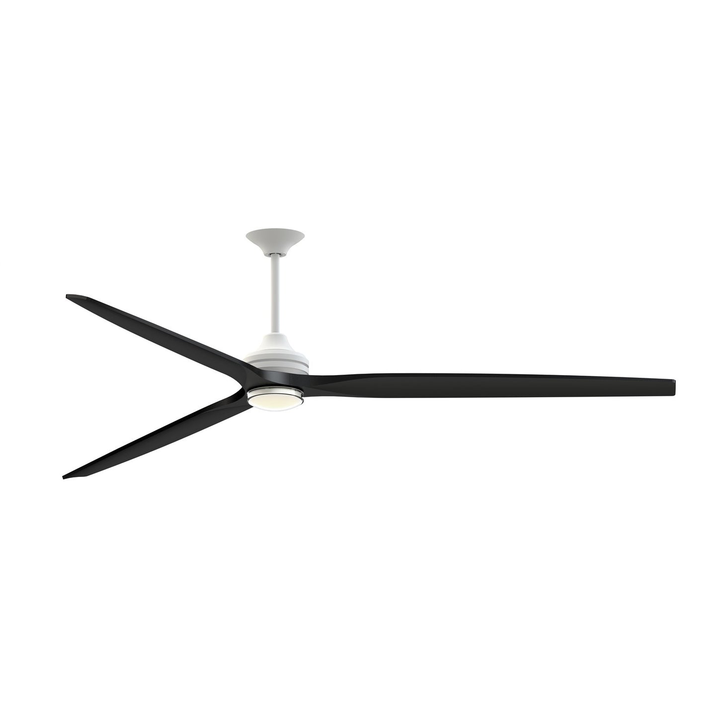 Fanimation Spitfire DC Custom 96in 1-Light Ceiling Fan | Matte White and Black Buttonwood | Covered Patio & Large Living | Model FPD6721BMW-96BL-DWLK