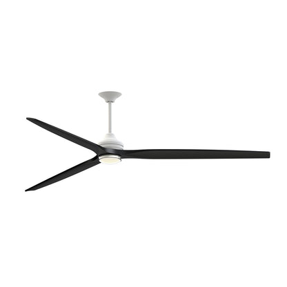 Fanimation Spitfire DC Custom 96in 1-Light Ceiling Fan | Matte White and Black Buttonwood | Covered Patio & Large Living | Model FPD6721BMW-96BL-DWLK