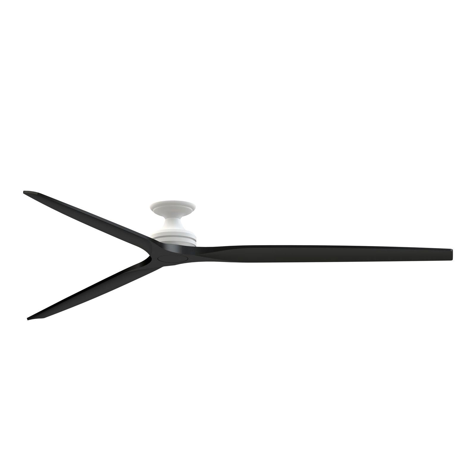 Fanimation Spitfire DC Custom 96in Flush Ceiling Fan | Matte White and Black Buttonwood | Covered Patio & Great Room | Model FPD6721BMW-96BL-F