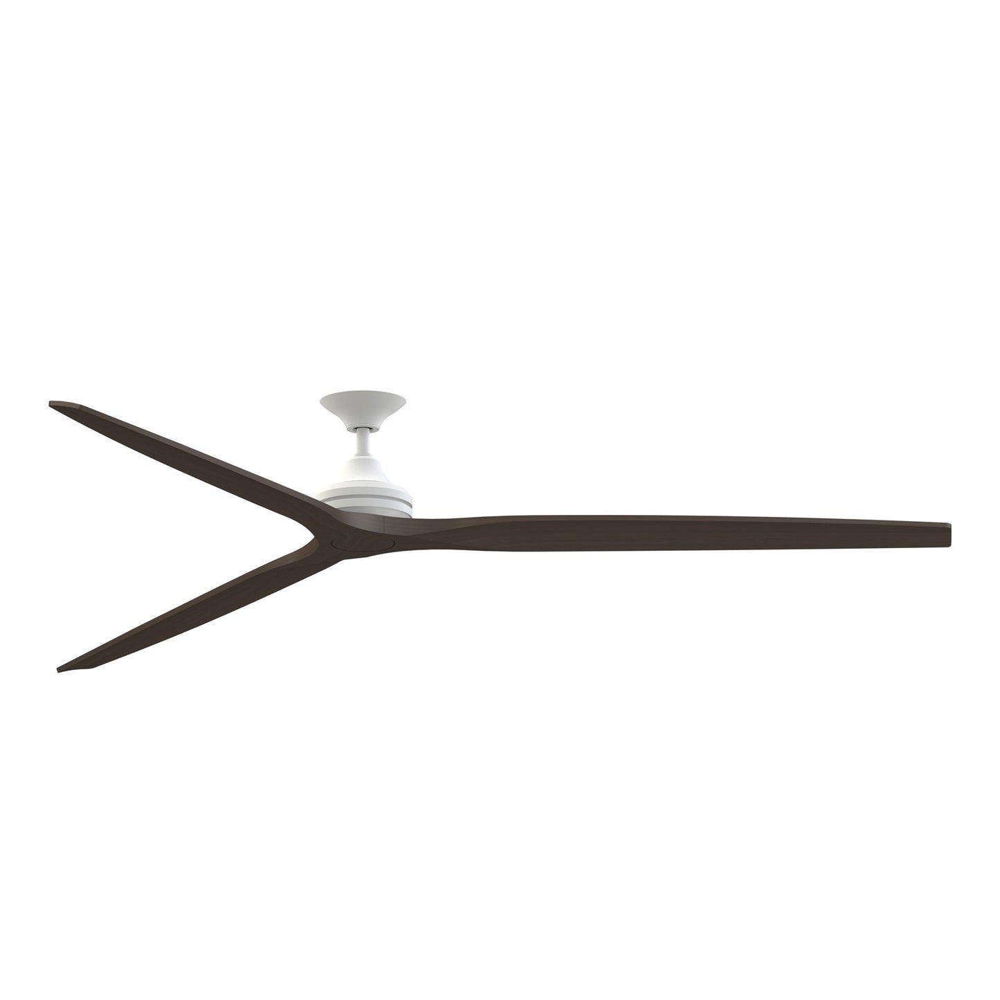 Fanimation Spitfire DC Custom 96in Downrod Ceiling Fan | Matte White and Dark Walnut Buttonwood | Covered Patio & Great Room | Model FPD6721BMW-96DWA