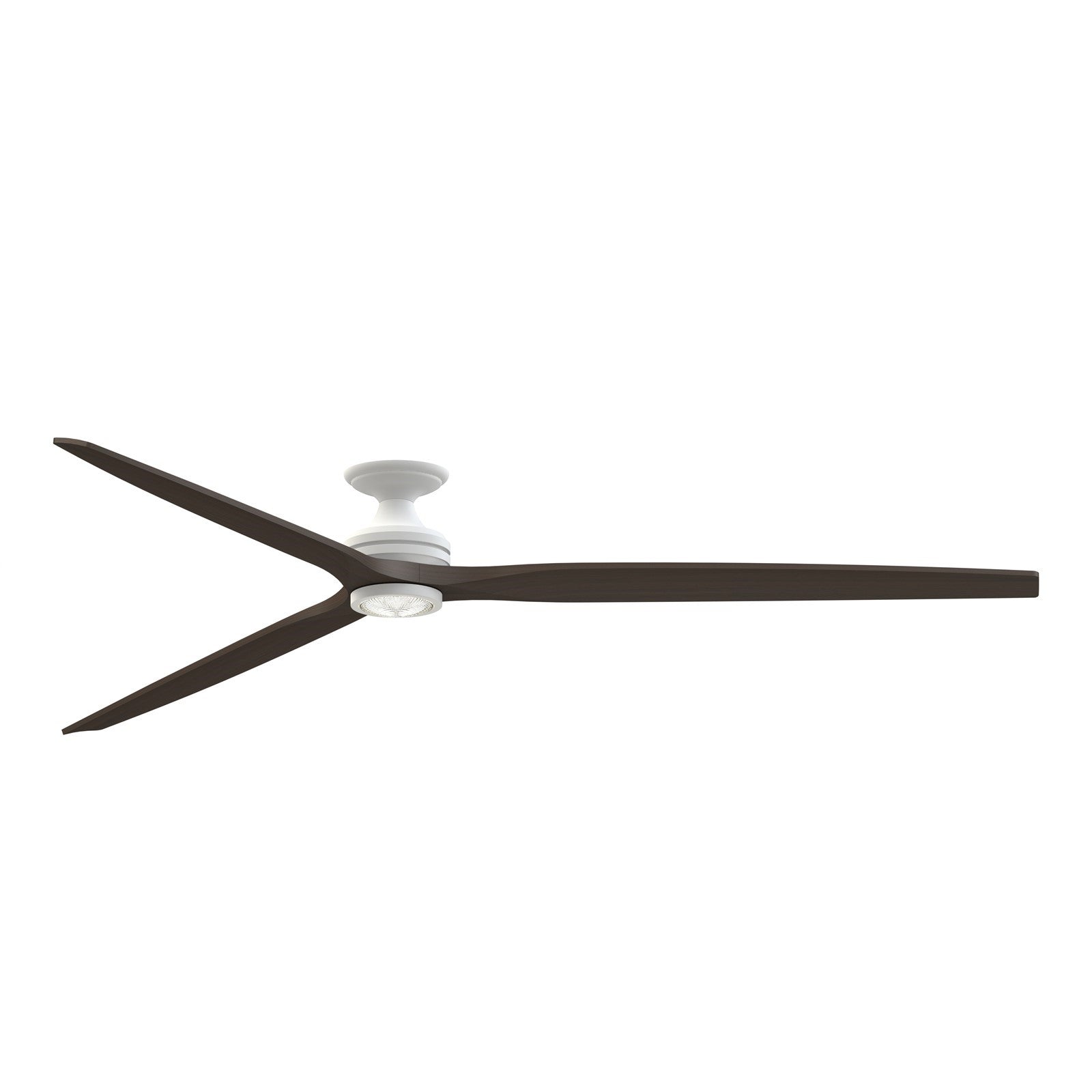 Fanimation Spitfire DC Custom 96in Flush Smart Ceiling Fan | Matte White and Dark Walnut Wood | Covered Patio & Living | Model FPD6721BMW-96DWALKF