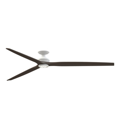 Fanimation Spitfire DC Custom 96in Flush Smart Ceiling Fan | Matte White and Dark Walnut Wood | Covered Patio & Living | Model FPD6721BMW-96DWALKF