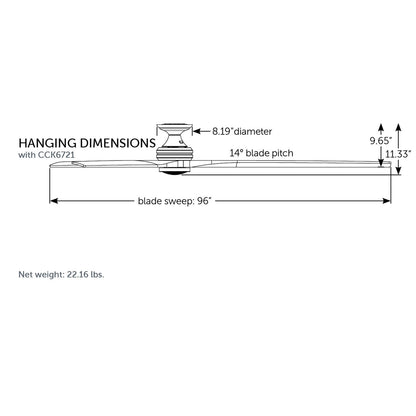 Fanimation Spitfire DC Custom 96in Flush Smart Ceiling Fan | Matte White and Dark Walnut Wood | Covered Patio & Living | Model FPD6721BMW-96DWALKF