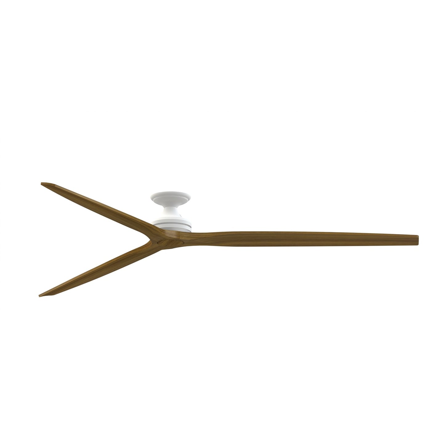 Fanimation Spitfire DC Custom 96in Flush Ceiling Fan | Matte White and Koa Wood Blades | Covered Patio & Great Room | Model FPD6721BMW-96K-F