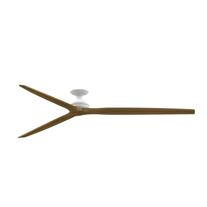 Fanimation Spitfire DC Custom 96in Flush Ceiling Fan | Matte White and Koa Wood Blades | Covered Patio & Great Room | Model FPD6721BMW-96K-F