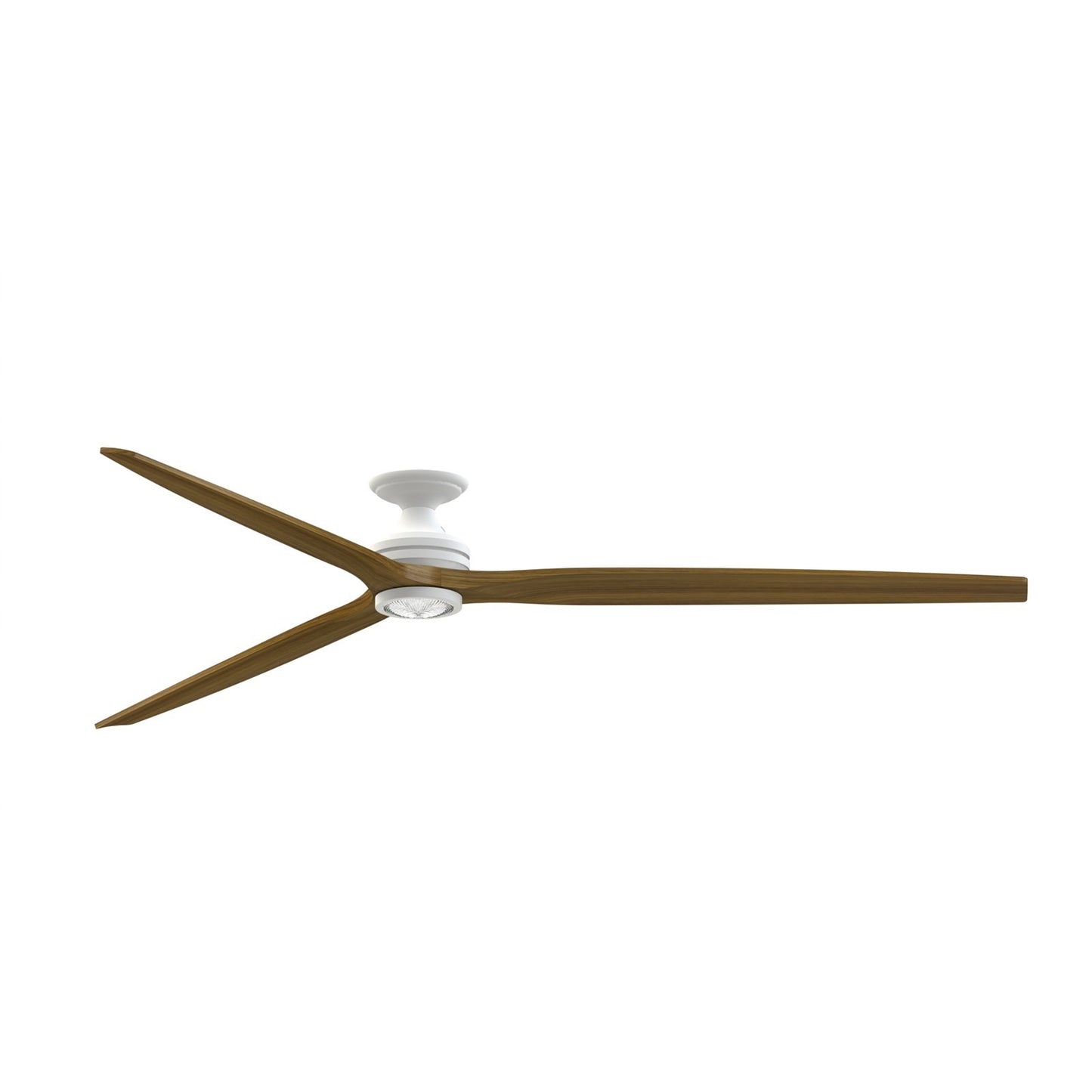 Fanimation Spitfire DC Custom 96in Flush Ceiling Fan with LED | Matte White and Koa Wood Blades | Covered Patio & Great | Model FPD6721BMW-96K-LK-F