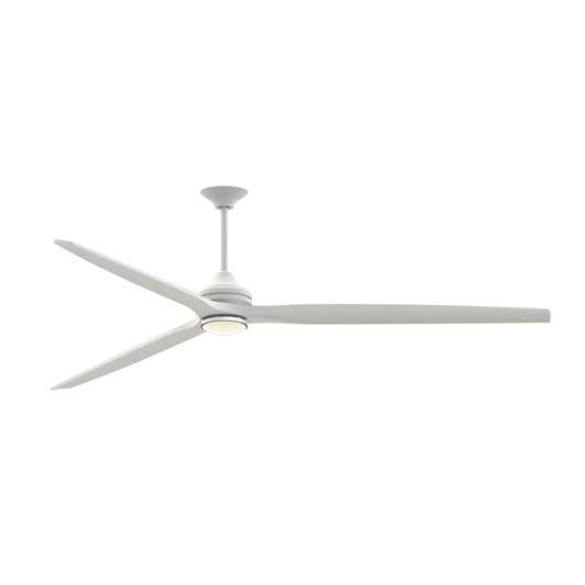 Fanimation Spitfire 96in 1-Light Ceiling Fan | Matte White and Clear Glass | Covered Patio & Living Room | Model FPD6721BMW-96MW-DWLK