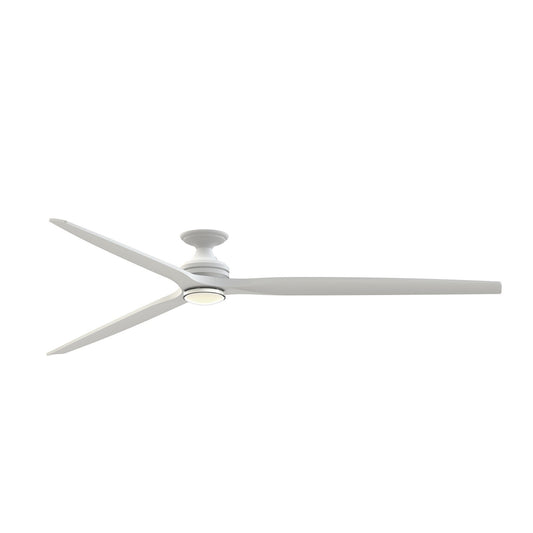 Fanimation Spitfire 96in Flush 1-Light Ceiling Fan | Matte White and Clear Glass | Low Ceiling Living Room & Covered | Model FPD6721BMW-96MW-DWLK-F