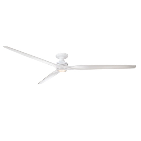 Fanimation Spitfire DC Custom 96in Flush Smart Ceiling Fan | Matte White and Matte White Blades | Covered Patio & Great | Model FPD6721BMW-96MW-LK-F