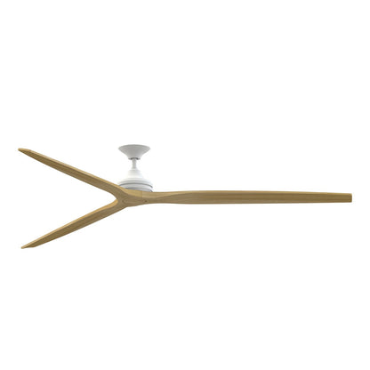 Fanimation Spitfire DC Custom 96in Smart Ceiling Fan | Matte White and Natural Blades | Covered Patio & Great Room | Model FPD6721BMW-96N