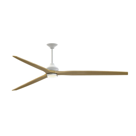 Fanimation Spitfire DC Custom 96in Smart Ceiling Fan | Matte White and Natural Blades | Covered Patio & Great Room | Model FPD6721BMW-96N-DWLK