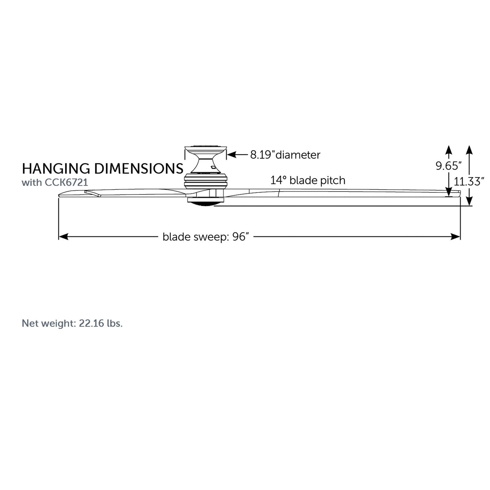 Fanimation Spitfire DC Custom 96in Flush Ceiling Fan | Matte White and Weathered Wood | Covered Patio & Great Room | Model FPD6721BMW-96WE-F