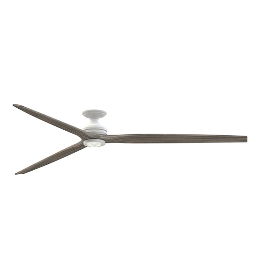 Fanimation Spitfire DC Custom 96in Flush Ceiling Fan with LED Light | Matte White and Weathered Wood | Covered Patio | Model FPD6721BMW-96WE-LK-F