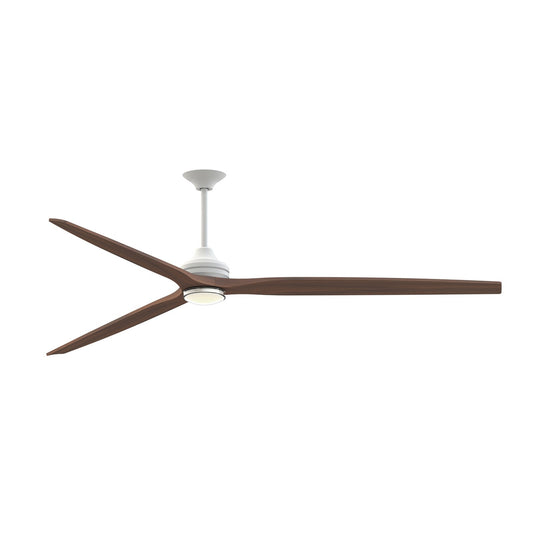 Fanimation Spitfire DC Custom 96in 1-Light Ceiling Fan | Matte White and Whiskey Wood | Covered Patio & Great Room | Model FPD6721BMW-96WK-DWLK