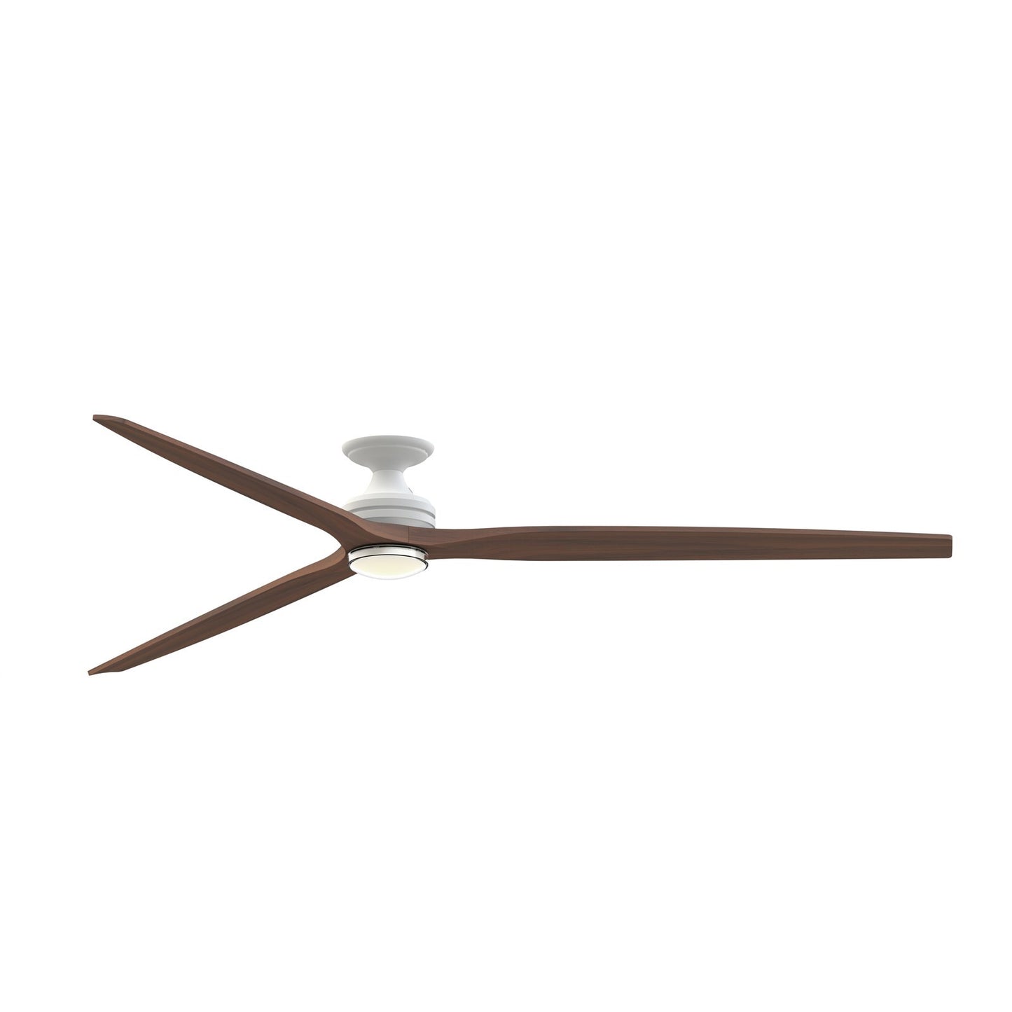Fanimation Spitfire DC Custom 96in Flush 1-Light Ceiling Fan | Matte White and Whiskey Wood | Covered Patio & Low | Model FPD6721BMW-96WK-DWLK-F