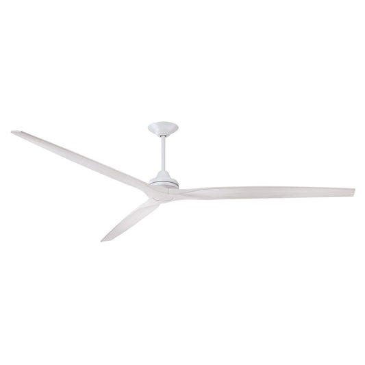 Fanimation Spitfire DC Custom 96in Downrod Ceiling Fan | Matte White and White Washed | Covered Patio & Great Room | Model FPD6721BMW-96WW