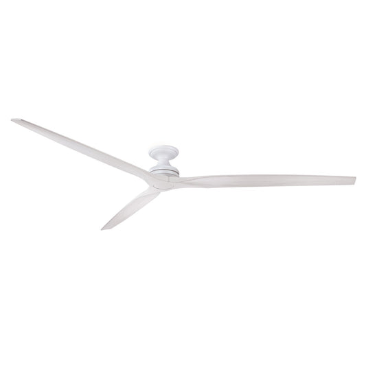 Fanimation Spitfire DC Custom 96in Flush Ceiling Fan | Matte White and White Washed Buttonwood | Covered Patio & Great Room | Model FPD6721BMW-96WW-F
